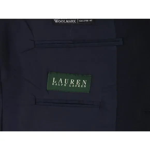 Lauren Ralph Lauren Mens Navy Blue Gold Button Wool Blazer Jacket 44L